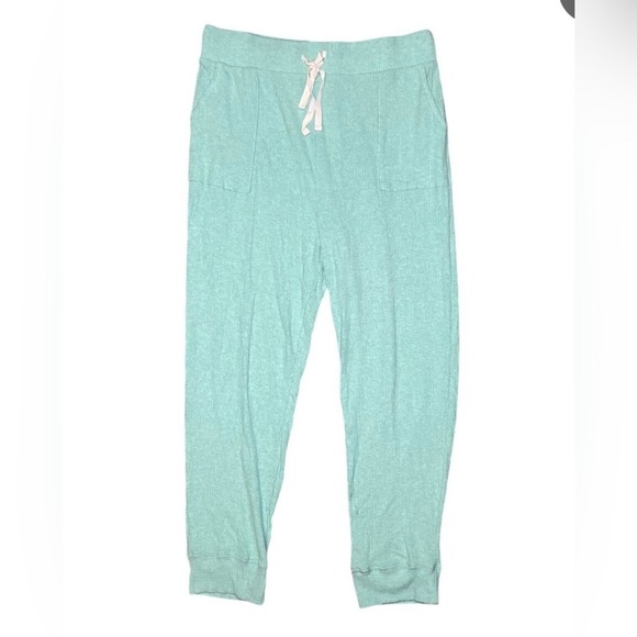 NWT Anthropologie Saturday Sunday Turquoise Ribbed Joggers Size XS. Tie Waist - Picture 2 of 8